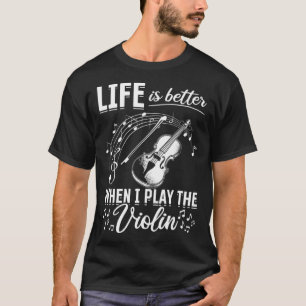 When I Play The Violin Violin And Music Notes T-Shirt