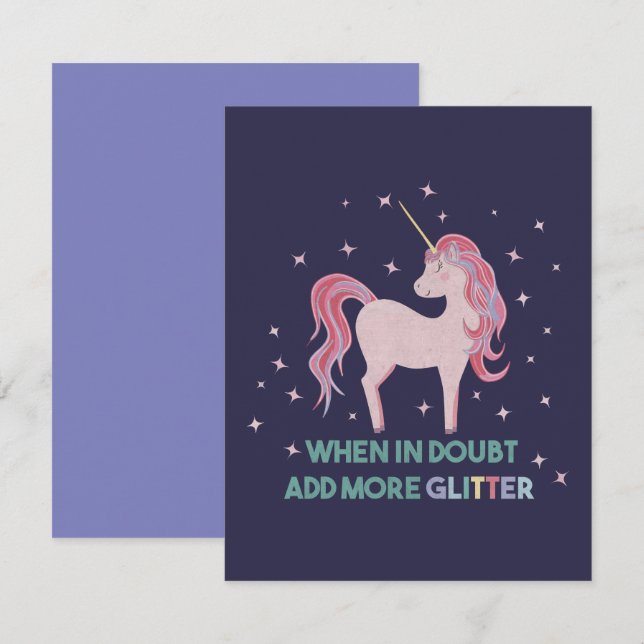 When in Doubt, Add More Glitter - Unicorn Quote Card (Front/Back)