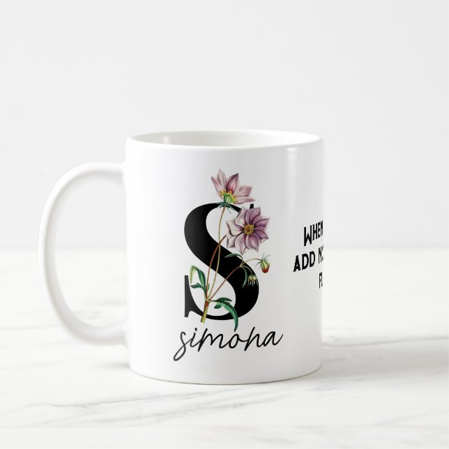 When in doubt Classic Purple Floral Personalized  Coffee Mug (Left)