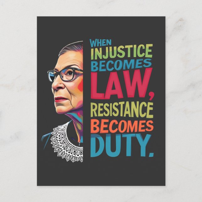When Injustice Becomes Law Resistance Becomes Duty Announcement Postcard (Front)