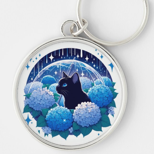 When it rains cat is still something beautiful keychain (Front)