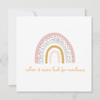 When It Rains Look For Rainbows Boho Greeting Card