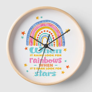 When It Rains Look For Rainbows Clock