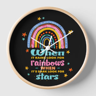 When It Rains Look For Rainbows Clock