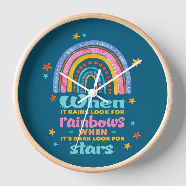 When It Rains Look For Rainbows Clock (Front)