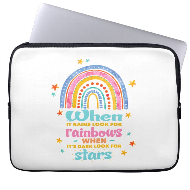When It Rains Look For Rainbows Laptop Sleeve (Front)