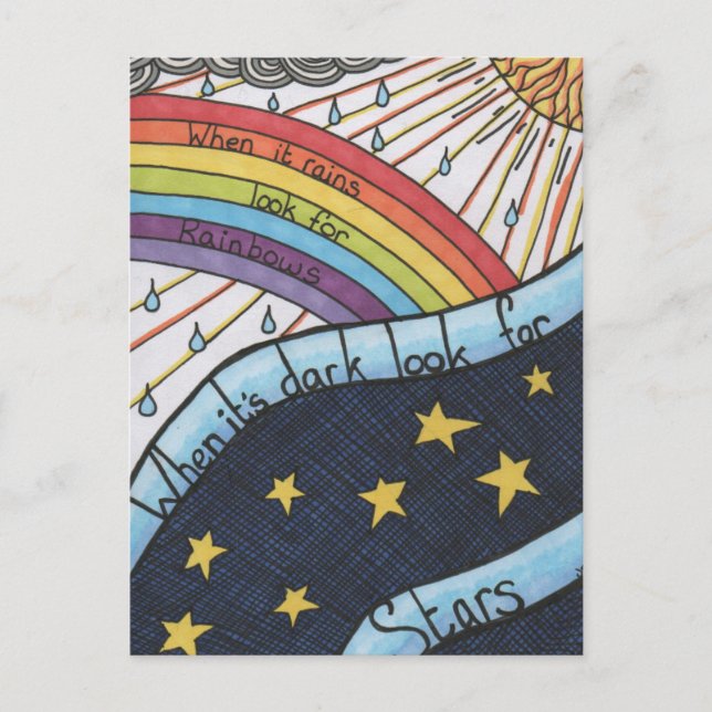 When it rains look for rainbows postcard (Front)