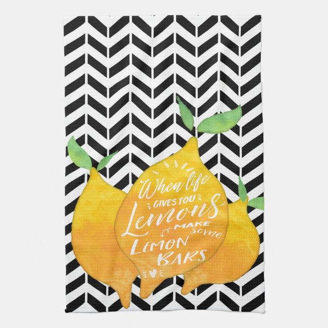 When Life Gives Lemons Make Lemon Bars Chevron Kitchen Towel (Vertical)