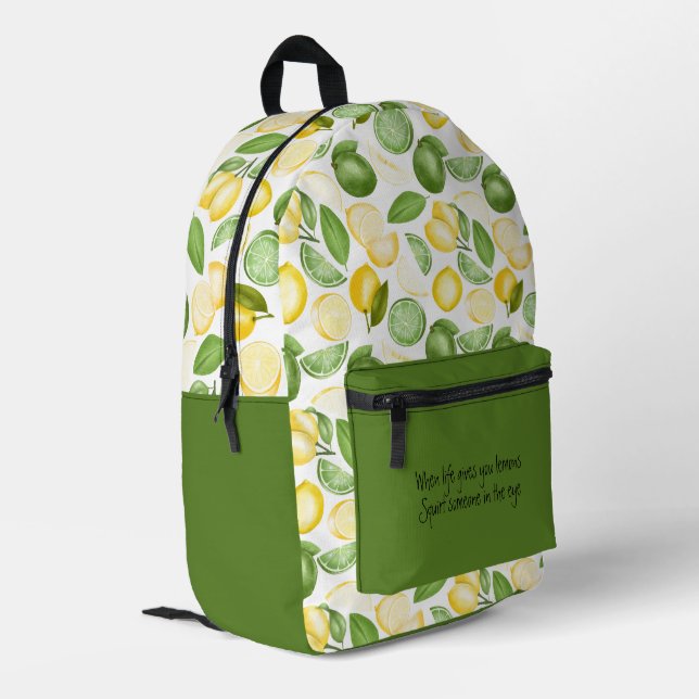 When Life Gives You Lemons Humourous Printed Backpack (Back Corner Left)