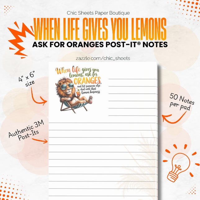 When Life Gives you Lemons Lined 3M Post-it® Notes (Creator Uploaded)