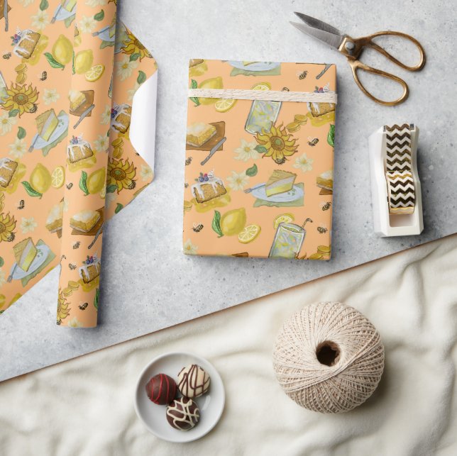 when life gives you lemons pattern wrapping paper (Crafts)