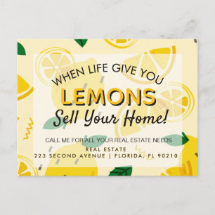 When Life Gives You Lemons Sell Your Home Real Announcement Postcard