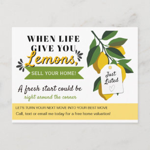 When Life Gives You Lemons Sell Your Home Real Announcement Postcard