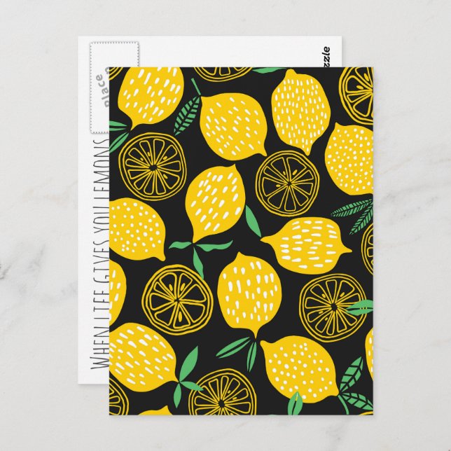 When Life Gives You Lemons Sunny Yellow Lemon Postcard (Front/Back)