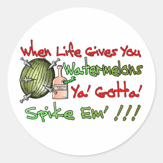When Life Gives You Watermelons Classic Round Sticker (Front)