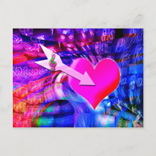 When Music arrow targeted heart Postcard