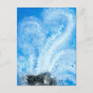 When ocean waves crash onto the shore watercolor postcard