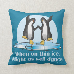 When On Thin Ice Dance Penguins Throw Pillow