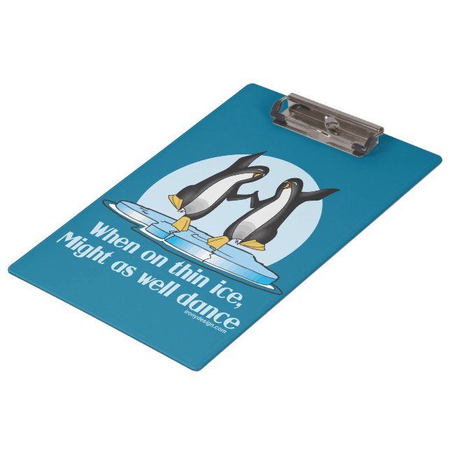 When On Thin Ice Penguins Funny Design Clipboard (Angled)