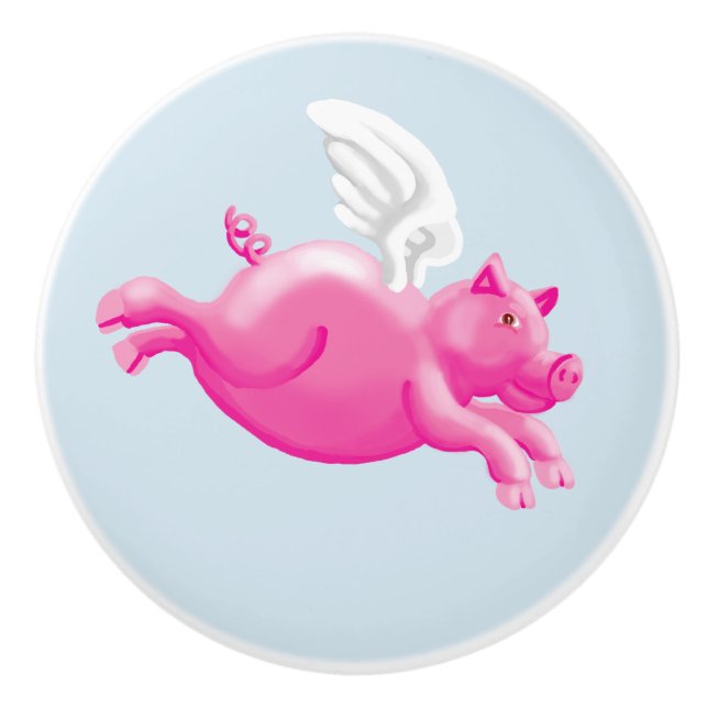When pigs fly ceramic knob (Front)