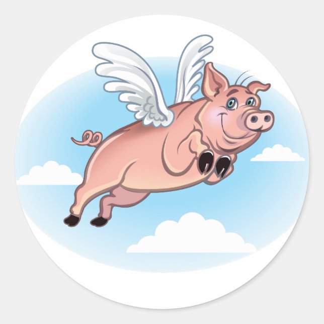 When Pigs Fly, Fun Happens Classic Round Sticker (Front)