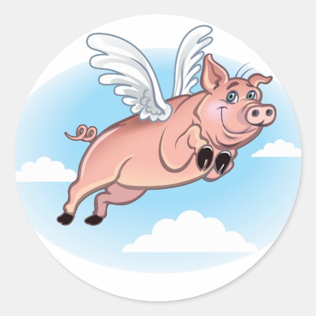 When Pigs Fly, Fun Happens Classic Round Sticker (Front)
