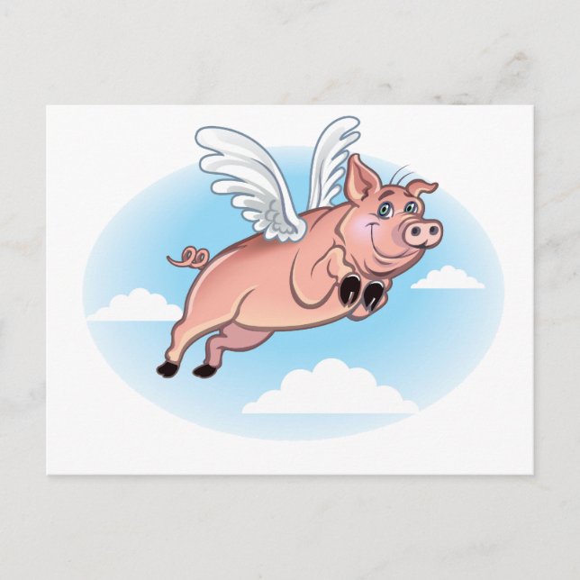 When Pigs Fly, Fun Happens Postcard (Front)