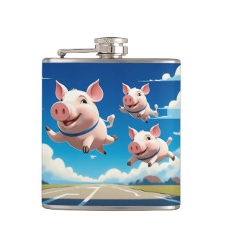 When Pigs Fly Funny Winged Pigs Hip Flask