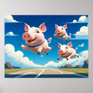 When Pigs Fly Funny Winged Pigs Poster