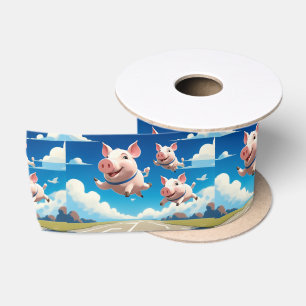 When Pigs Fly Funny Winged Pigs Satin Ribbon