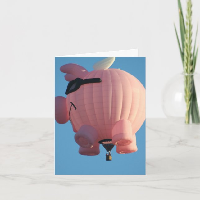When Pigs Fly Hot Air Balloon Card (Front)