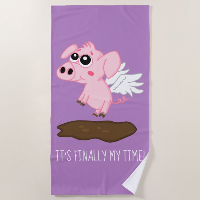 When Pigs Fly in the Year of the Pig Beach Towel (Front)