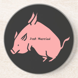 When pigs fly "Just Married" coaster