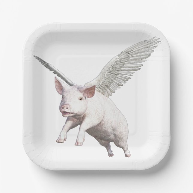 When Pigs Fly Paper Plate (Front)