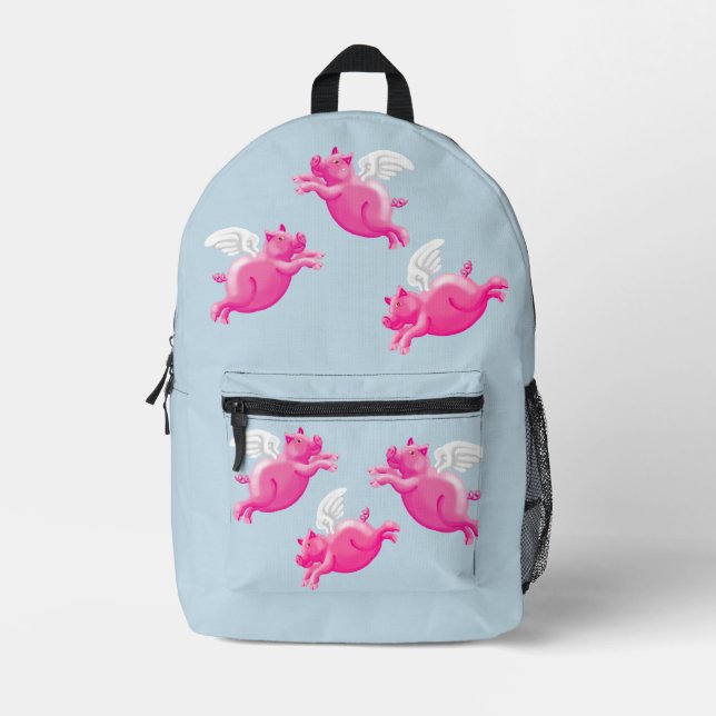 when pigs fly printed backpack (Front)