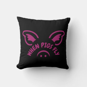 When pigs fly throw pillow