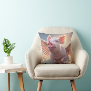 When Pigs Fly Throw Pillow