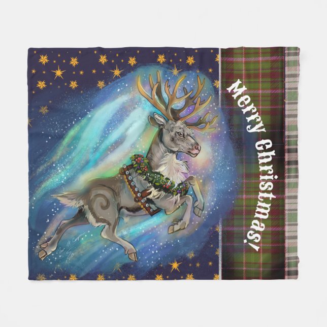 When Reindeer Fly Fleece Blanket (Front (Horizontal))