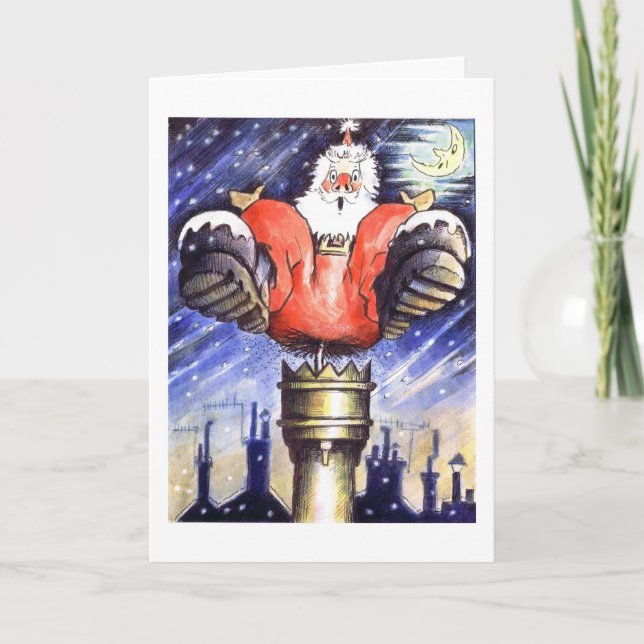 When Santa Got Stuck In The Chimney Holiday Card (Front)
