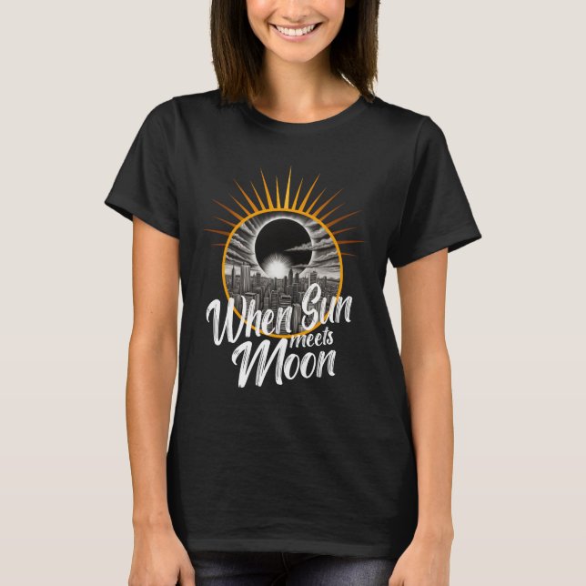 When Sun Meets Moon, Cool Total Solar Eclipse T-Shirt (Front)