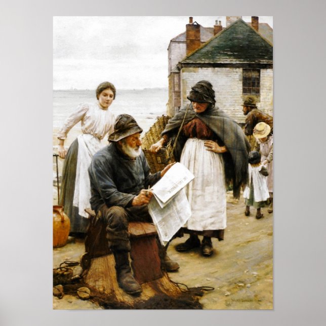When The Boats Are Away Walter Langley Poster (Front)