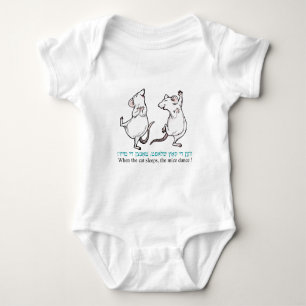 " When the cat sleeps, the mice dance" Baby Bodysuit