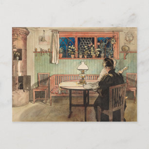 When the Children have Gone to Bed by Larsson Postcard