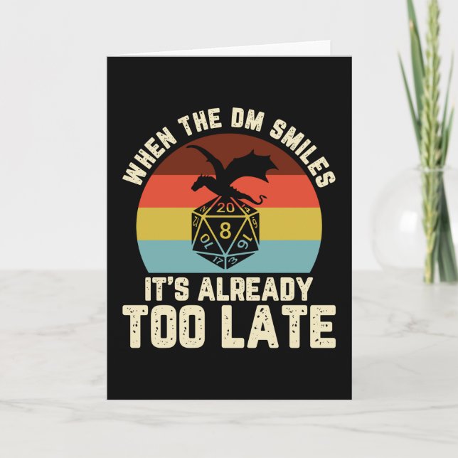 When the DM Smiles RPG Nerd Retro Card (Front)