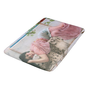 When The Heart Is Young by John William Godward Bath Mat