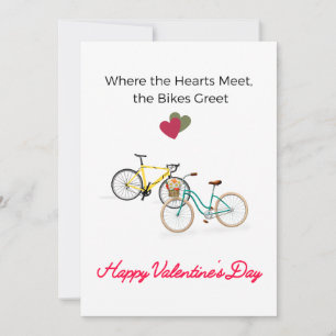 When the hearts meet, the bikes greet valentine  h holiday card