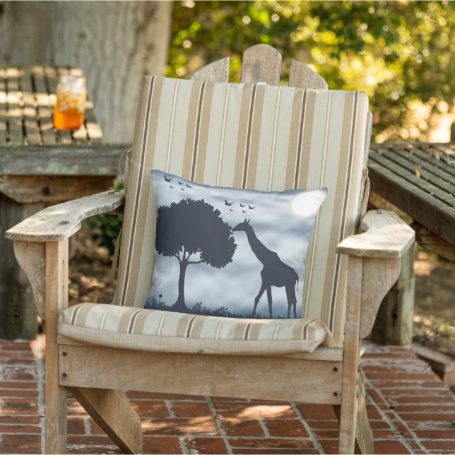 When the Moon Whispers to the Giraffe Outdoor Pillow (Chair)
