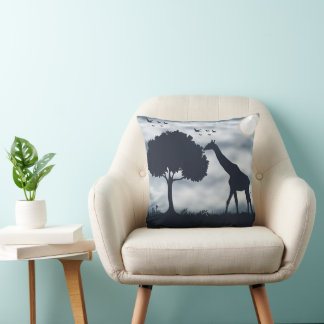When the Moon Whispers to the Giraffe Throw Pillow