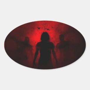 When the Night Screams in Red Oval Sticker