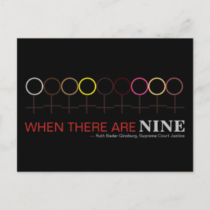 When There are Nine Justice Ginsburg RBG Black Postcard